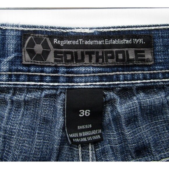 Southpole Jeans 36X29 Hip Hop Loose Baggy Y2K Denim Pants Faded Logo * - Picture 10 of 12
